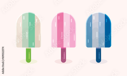 Asian Style Three Stick Tasty Cream Yummy Food Vector Illustration