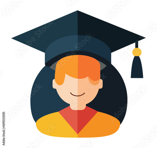 a happy smiling student illustration wearing a graduation cap, perfect for academic and educational themes