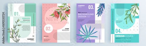 Modern abstract covers set, minimal covers design. Colorful geometric background, vector illustration.