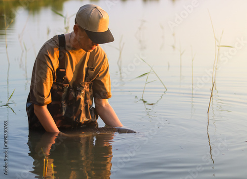Slika na platnu Carpfishing session at the Lake