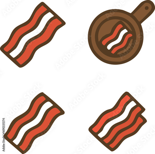 bacon vector flat design illustration
