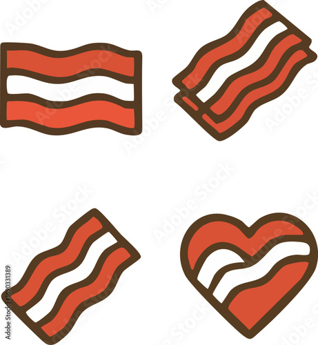 bacon vector flat design illustration