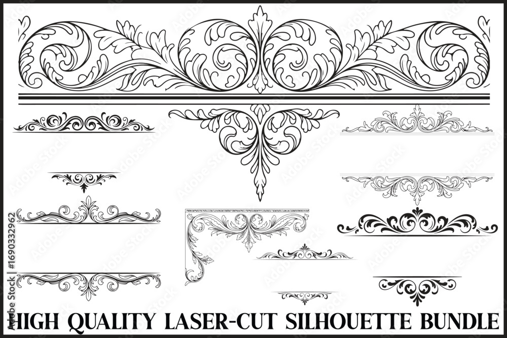 Naklejka premium Decorative Laser Cut Vector Pack