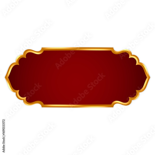 Luxury Islamic red text box with metallic gold frame – Elegant design element for book covers, posters, and luxury branding layouts.
