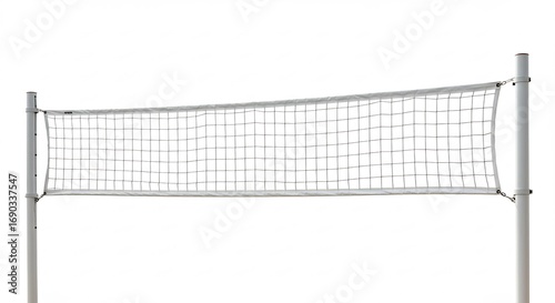 Strandvolleybalnet helder wit licht buiten. AI Generated