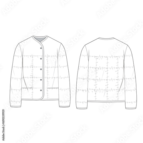 Quilting Jacket flat sketch fashion artwork