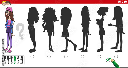 shadow game puzzle with cartoon girl character