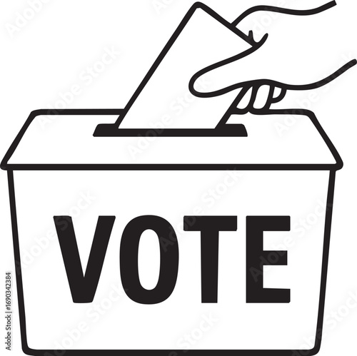Voting in a Ballot Box with a "Vote" Label: A Simple and Clear Vector Graphic


