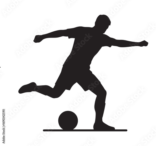 Soccer Player Kicking Ball Silhouette Vector Illustration