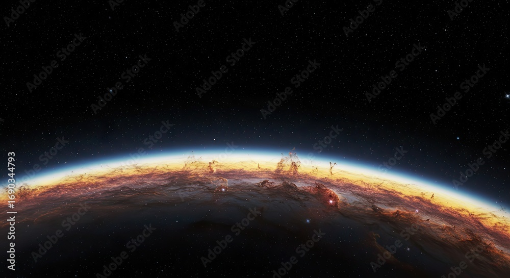 Obraz premium Alien Planet Sunrise A Breathtaking View from Space