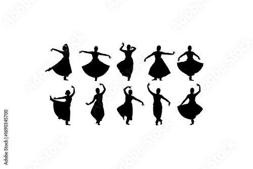 Indian Classical Dancer Silhouettes Set