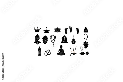 Collection of Spiritual Icons and Symbols Vector Illustration