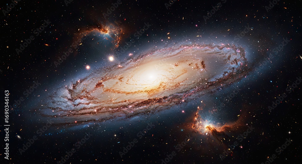 Fototapeta premium Andromeda Galaxy A Majestic Spiral Nebula, Distant Cosmos, Star Formation, Celestial Beauty, and Celestial Wonder