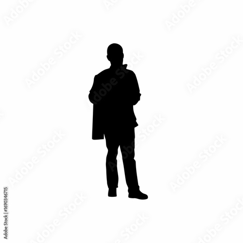 Silhouette of a structural engineer reviewing structural software output on white background silhouette isolated on white background