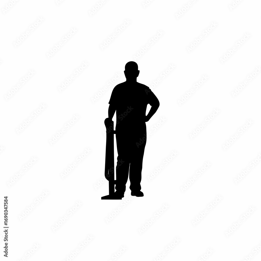 Obraz premium Silhouette of a structural engineer reviewing water pipeline bridge isolated on white background