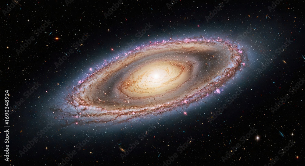 Naklejka premium Andromeda Galaxy A Stunning Spiral Galaxy Captured in Deep Space with Stars and Cosmic Dust