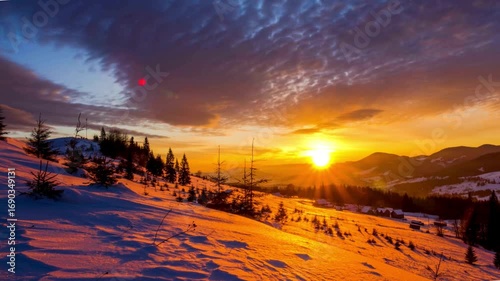 Time-Lapse of a Tranquil Snowfall in a Forest, Daytime to Dusk