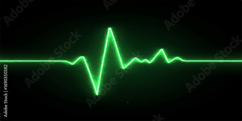 Abstract green and blue lines of an electrocardiogram on a monitor displaying a heartbeat pulse