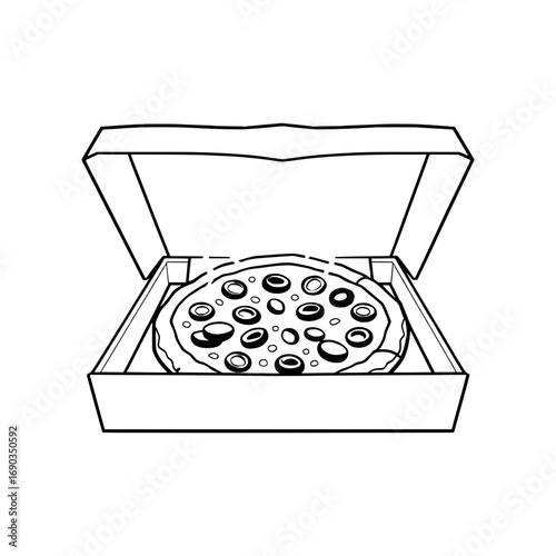 pizza in open box