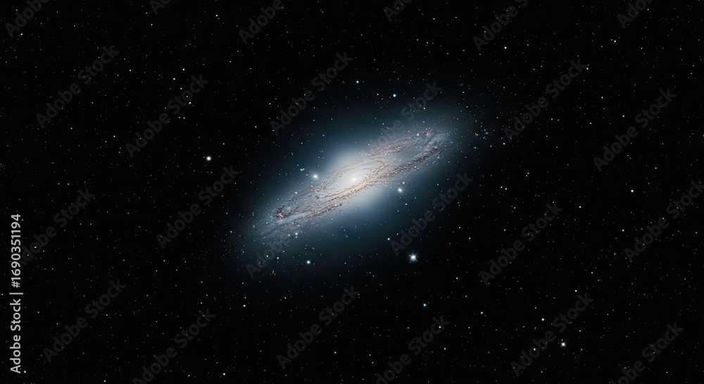 Fototapeta premium Spiral Galaxy in the Night Sky A Captivating Cosmic Scene with Bright Stars and Celestial Beauty