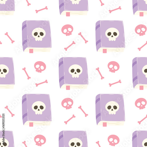 magic spell book seamless pattern