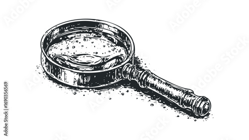 Magnifying Glass Tool File on Transparent Background. Vector hand drawn illustration
