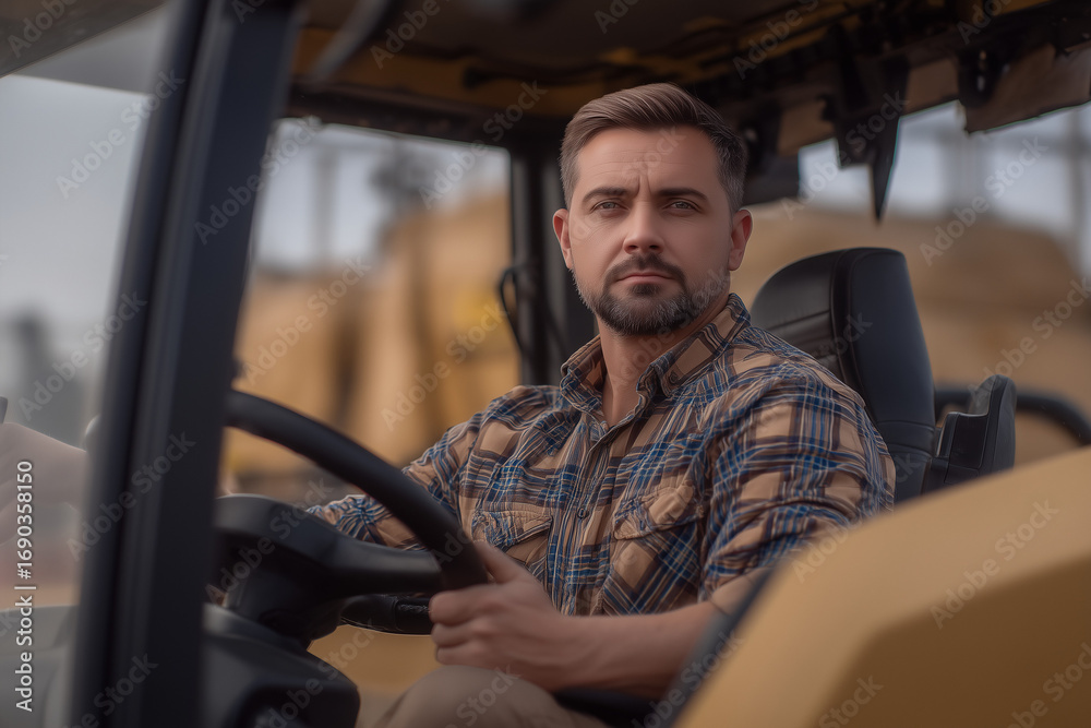 Obraz premium Man driving a tractor