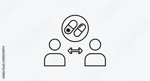 Two people exchanging pills, medicine exchange concept