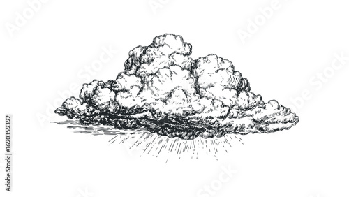 Storm Cloud with Rain Drops. Vector hand drawn illustration