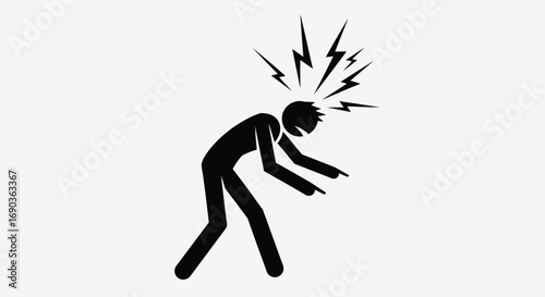 Stick figure with lightning for stress and anxiety