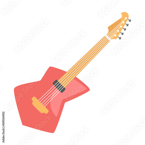 Colorful illustration of an acoustic guitar with a vibrant body and detailed neck