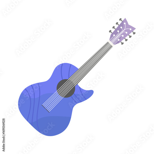 Colorful acoustic guitar illustration with artistic design, suitable for music-related projects
