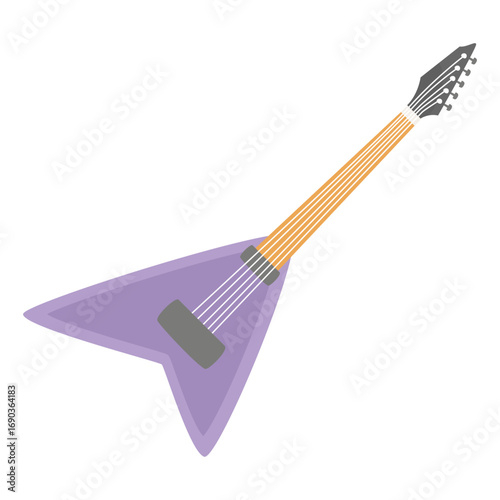 Vibrant illustration of a guitar angled against a white background, showcasing its design and strings