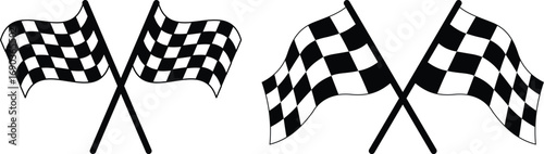 Racing flag icon set. Checkered flag for car racing, Race flag, checkered, sports, car, moto. set start and finish crossed sport racing flags,Racing flag icon vector. Race flag icon set. Start finishs