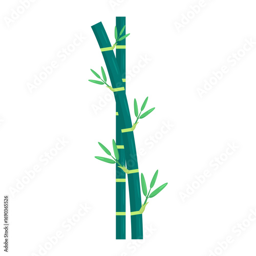 Stylized bamboo stalk with green leaves against a plain background, ideal for nature-themed designs