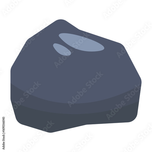 Abstract gray rock shape with smooth edges and subtle texture, set against a white background