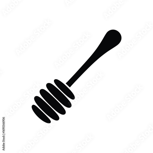 Simple black silhouette of a honey dipper stick