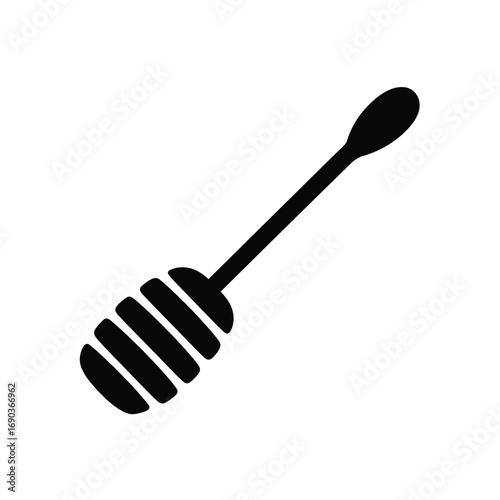 Black silhouette of a honey dipper on a white background
