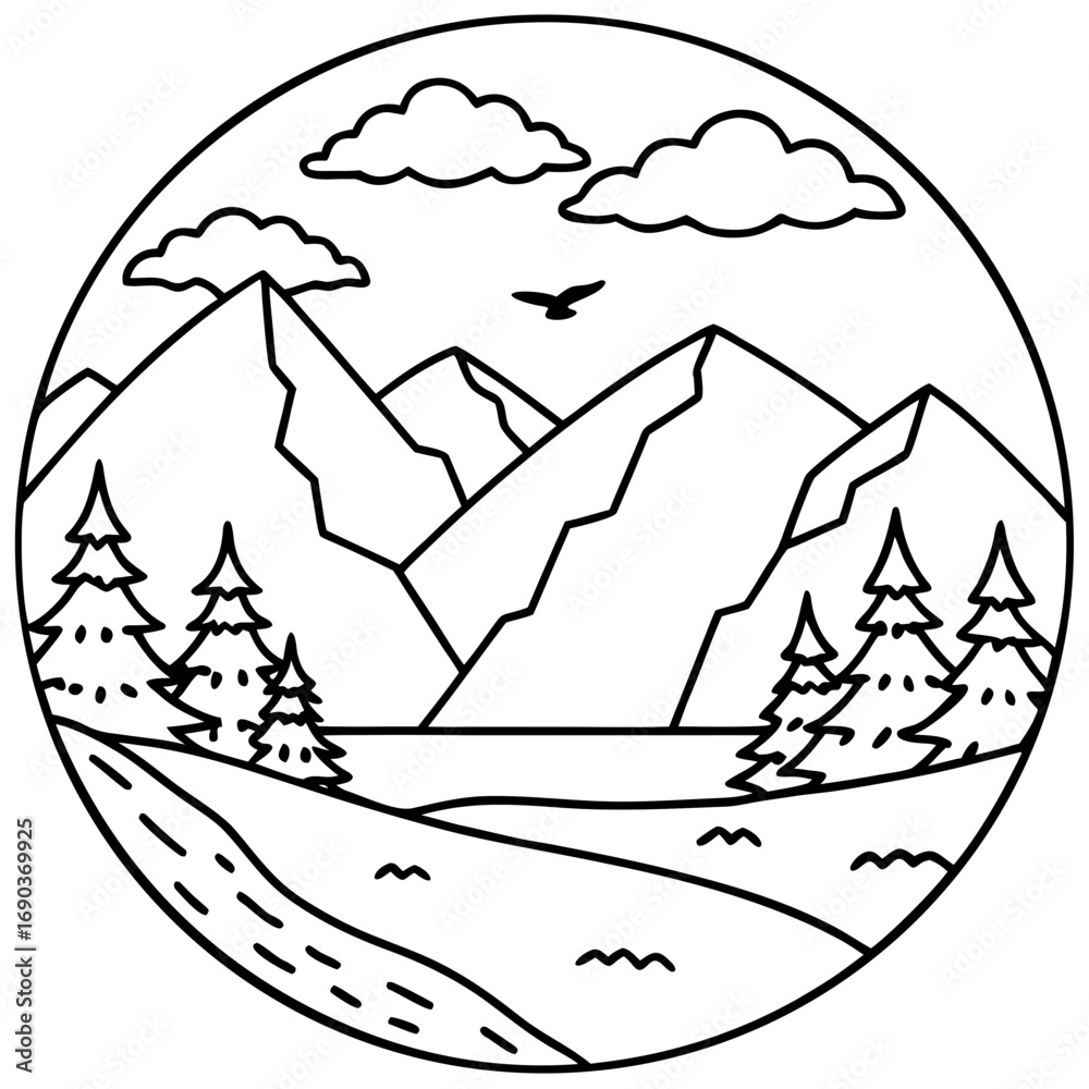 Fototapeta premium view mount three and bird in the sky