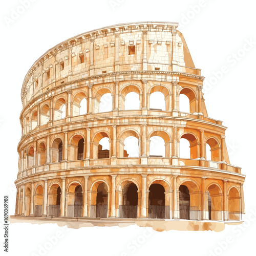 Colosseum. Colosseum watercolor vector illustration