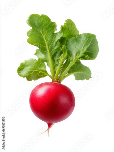 Fresh red radish isolated on white background food photography studio environment close-up view for culinary uses