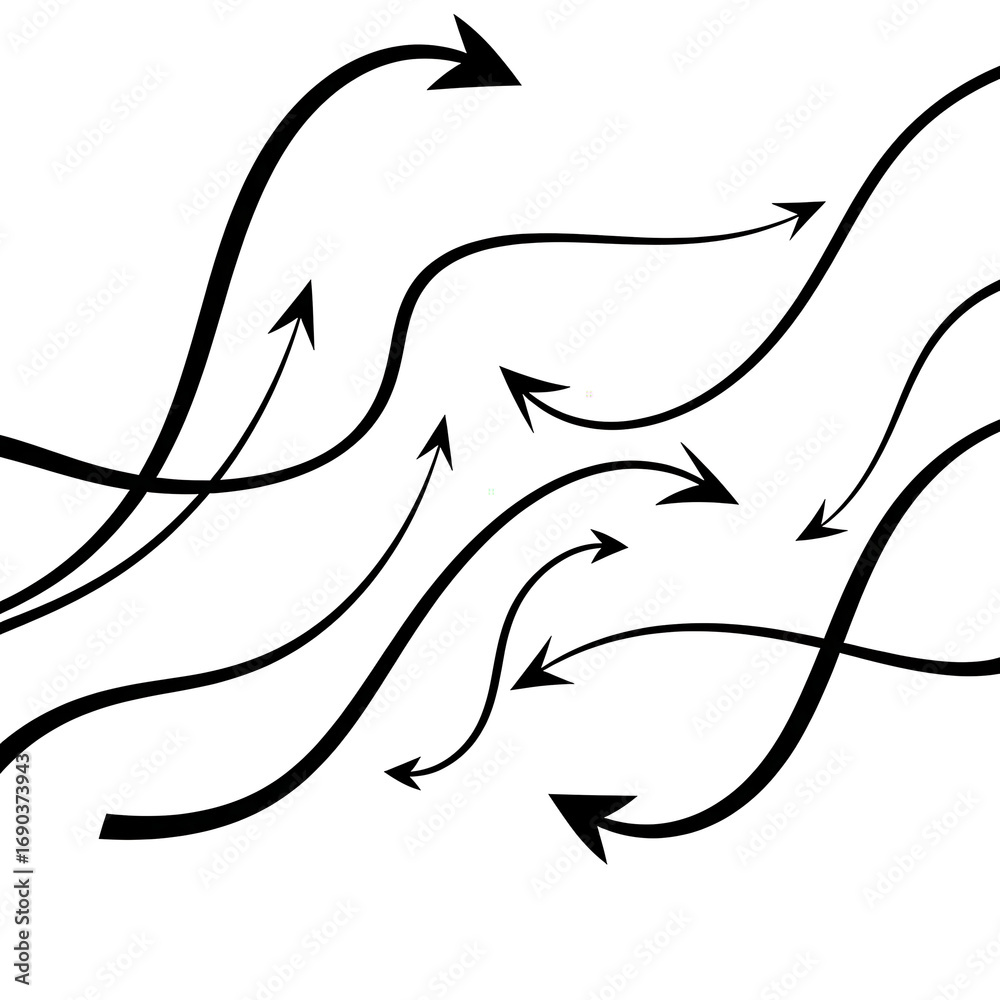 Obraz premium Dynamic flowing arrows collection representing direction change and movement