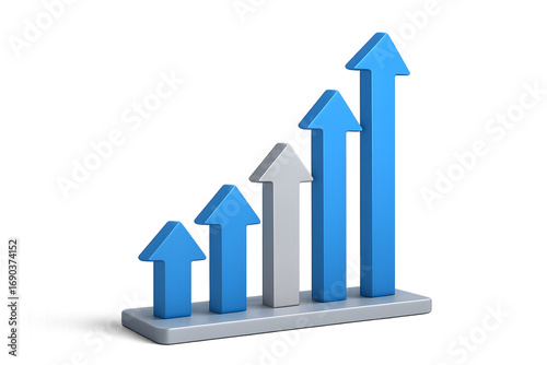 Free Download A modern 3D business growth chart visualization with ascending blue and white arrows symbolizing progress, improvement, and financial success - GFXLoad