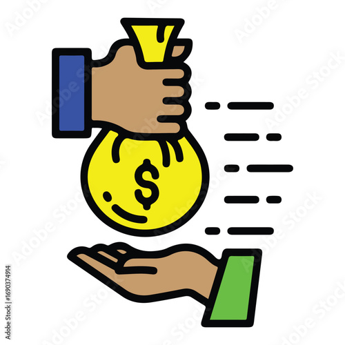 Money Transfer Handing Over a Bag of Cash