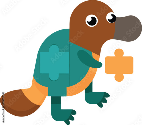Cute Cartoon Platypus Puzzle Illustration for Children s Educational Games and Activities