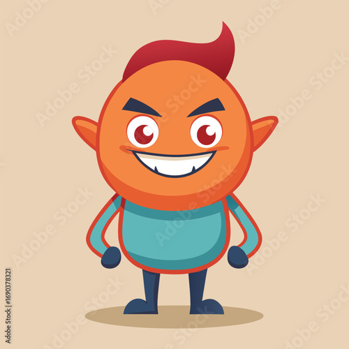 Mischievous Cartoon Character Grinning Vector
