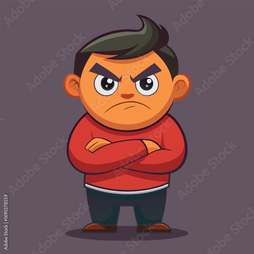 Angry Cartoon Boy Arms Crossed