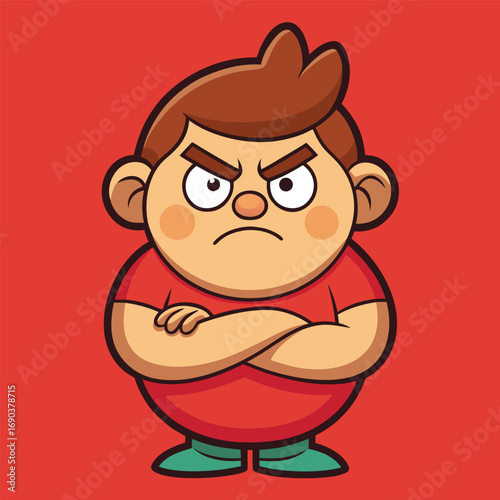 Angry Little Boy with Crossed Arms