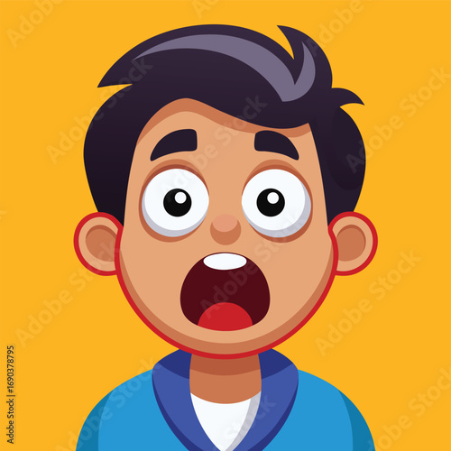 Shocked Young Boy Cartoon Expression