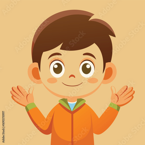 Friendly Young Boy Open Hands